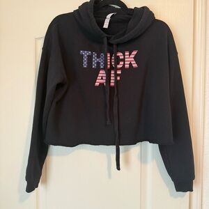Black Cropped Hoodie with American thick AF